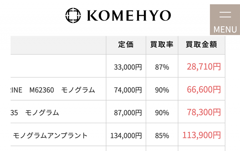 ルイヴィトン買取価格
